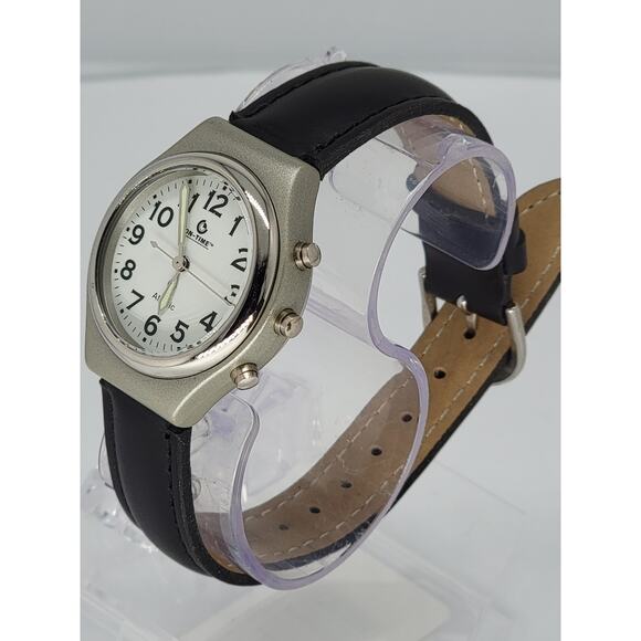 Men's On-Time Atomic Watch with Black Leather Strap - Picture 3 of 9